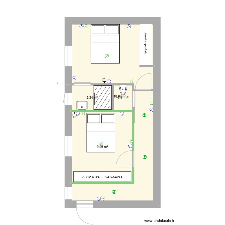 Extension version 2 elec. Plan de 4 pièces et 32 m2