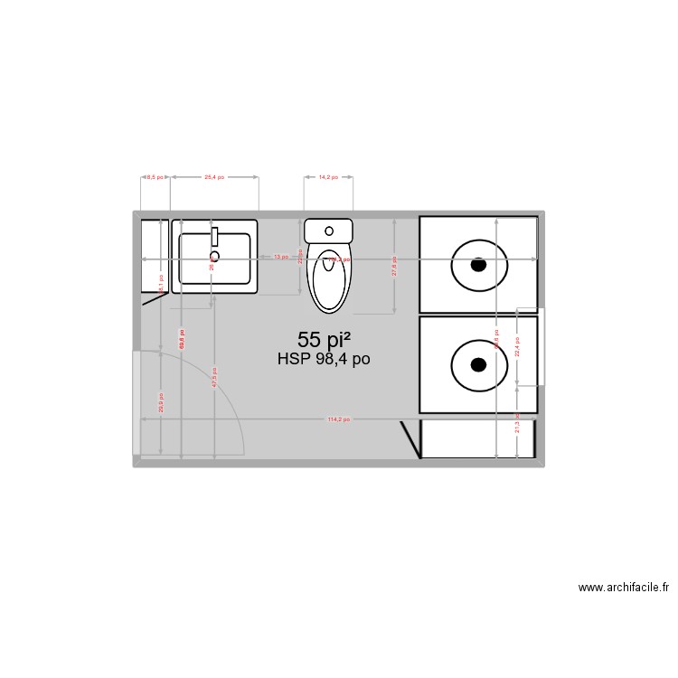 Salle d'eau/Lavage. Plan de 1 pièce et 5 m2