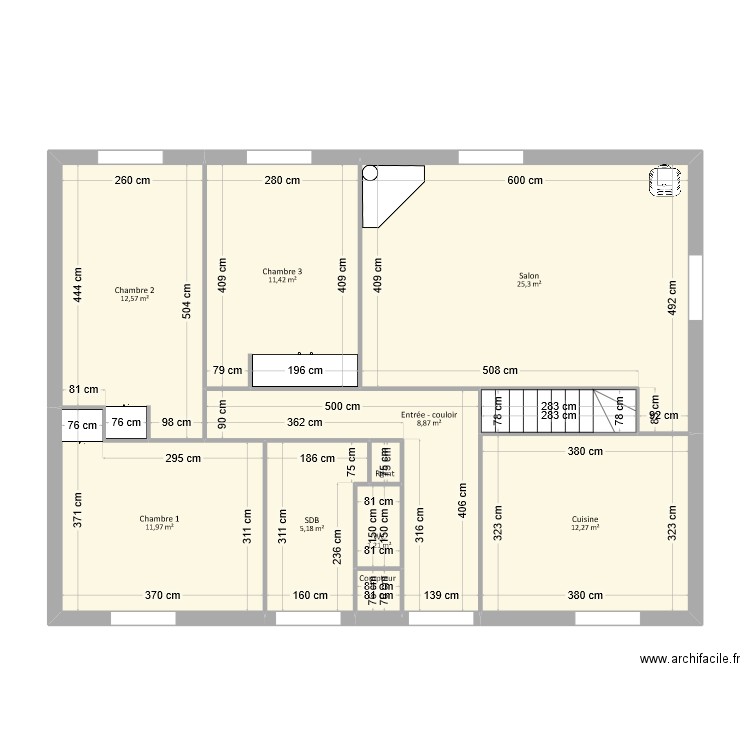 Touron-Soly - EDL. Plan de 11 pièces et 92 m2