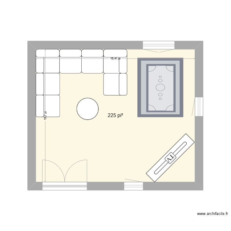 Salon. Plan de 1 pièce et 21 m2