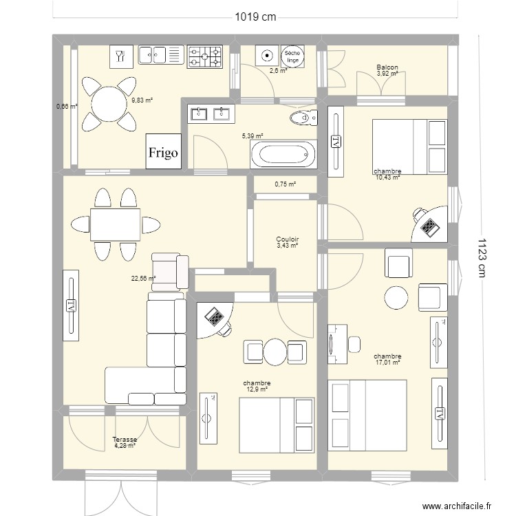 plan appartement t4b. Plan de 12 pièces et 94 m2