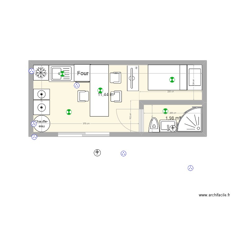 Aménagement contenair - techno - Louis B Thao T. Plan de 1 pièce et 18 m2