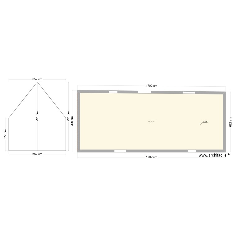 LA FOYE. Plan de 2 pièces et 214 m2