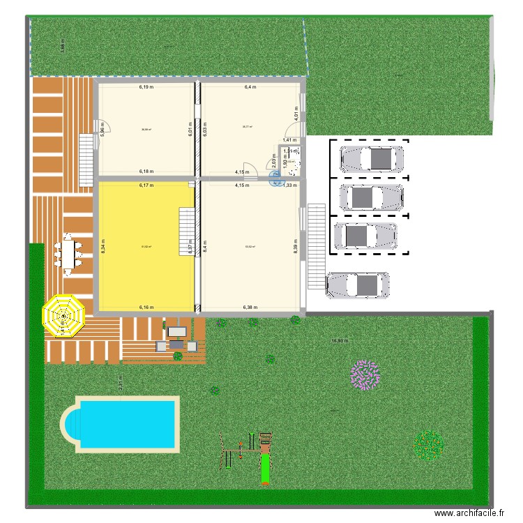 plan hésingue  version double porte d'entrée Nord cave 2. Plan de 5 pièces et 180 m2