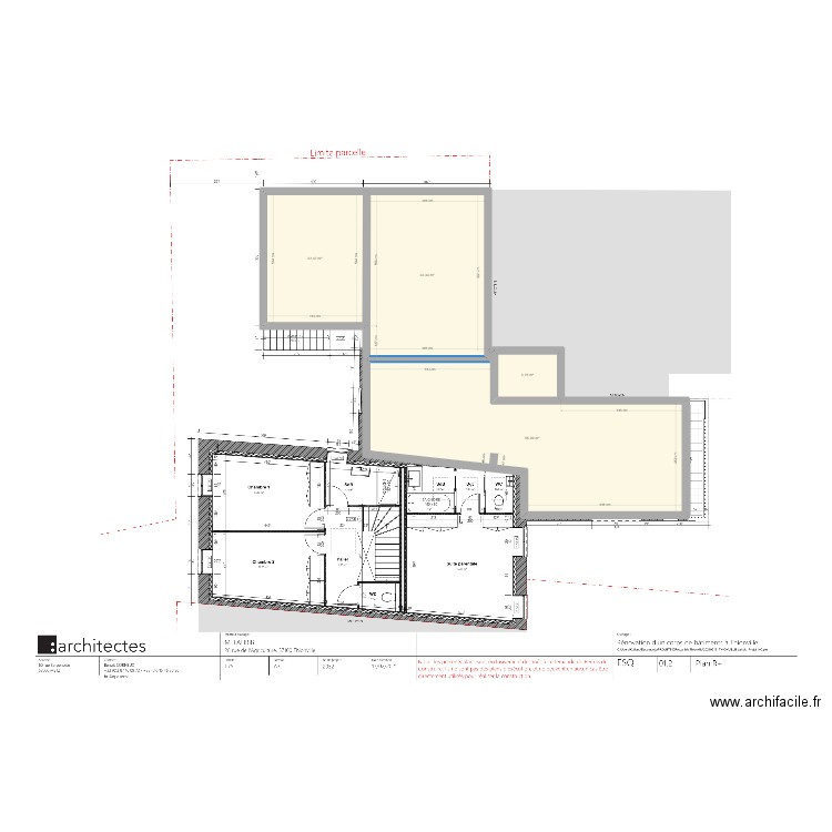 R+1. Plan de 4 pièces et 116 m2