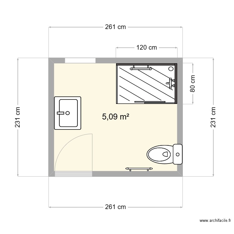 Diserio plan initial. Plan de 1 pièce et 5 m2