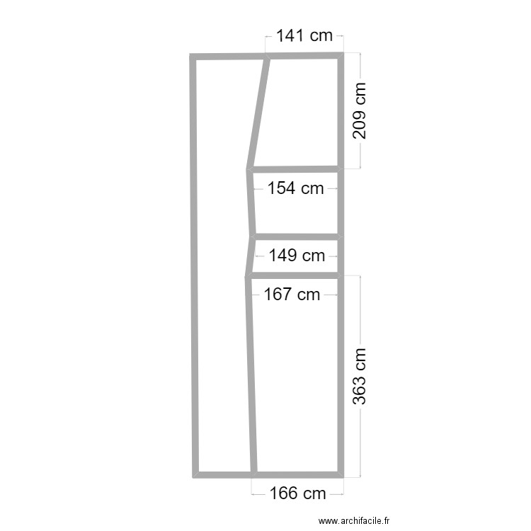 MAISON. Plan de 3 pièces et 5 m2