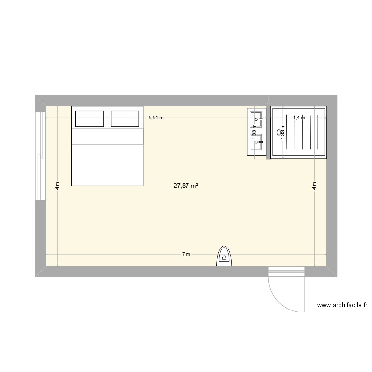 ANNEXE SIGNY. Plan de 1 pièce et 28 m2