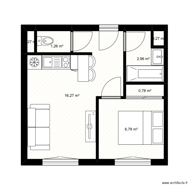 Essai. Plan de 7 pièces et 29 m2