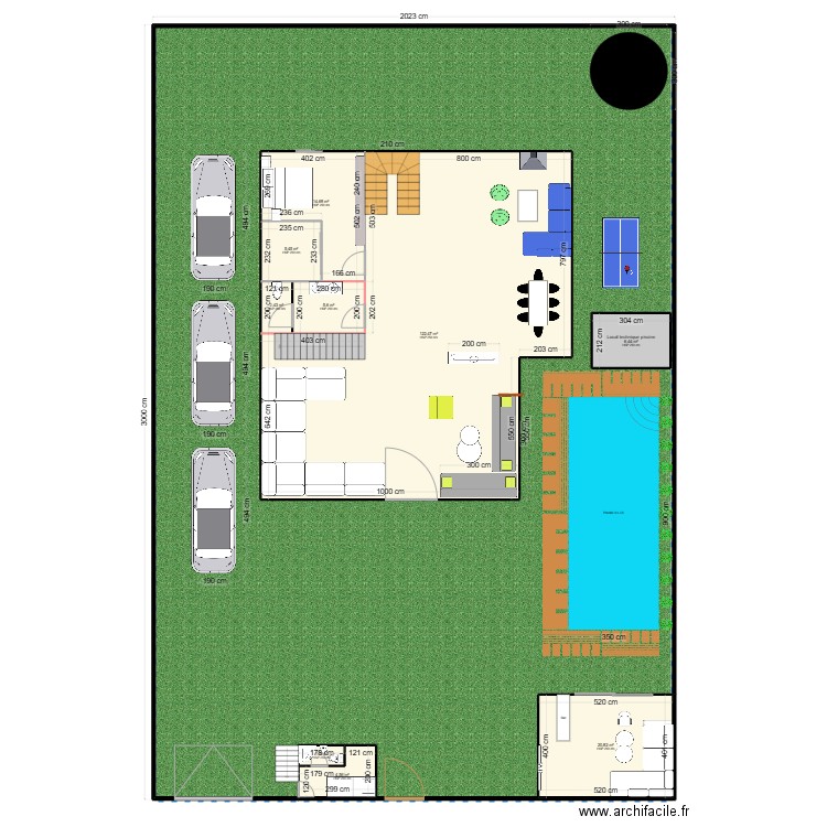 Projet maison. Plan de 21 pièces et 366 m2