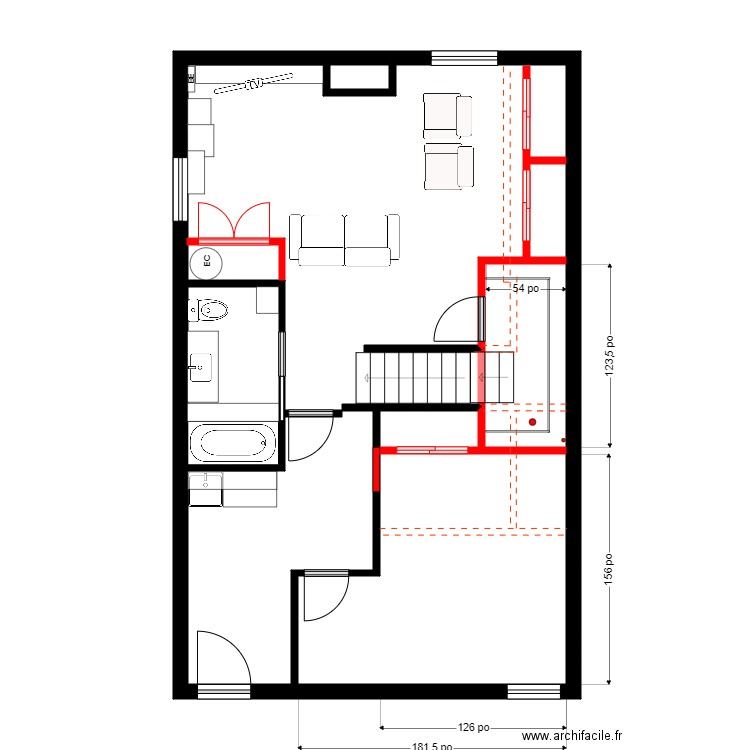 Laberge ss2. Plan de 3 pièces et 66 m2