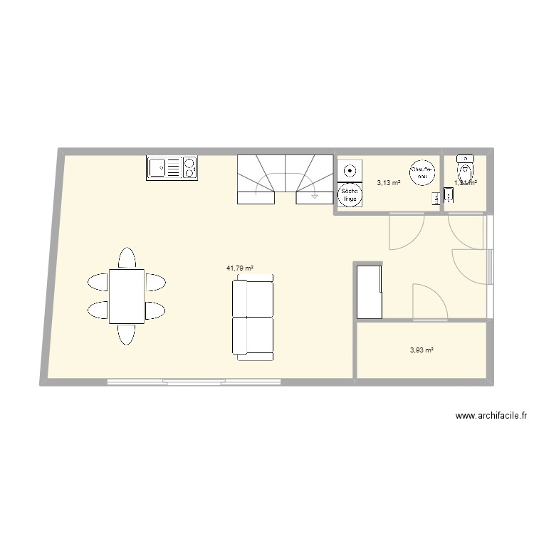 RDC_24/08. Plan de 4 pièces et 50 m2