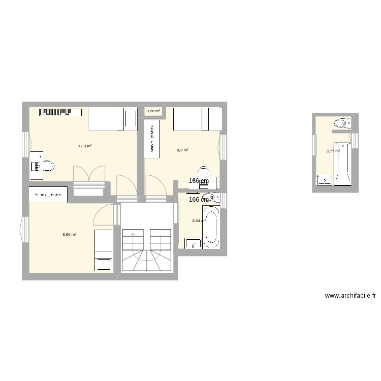 AlbertReville. Plan de 6 pièces et 40 m2