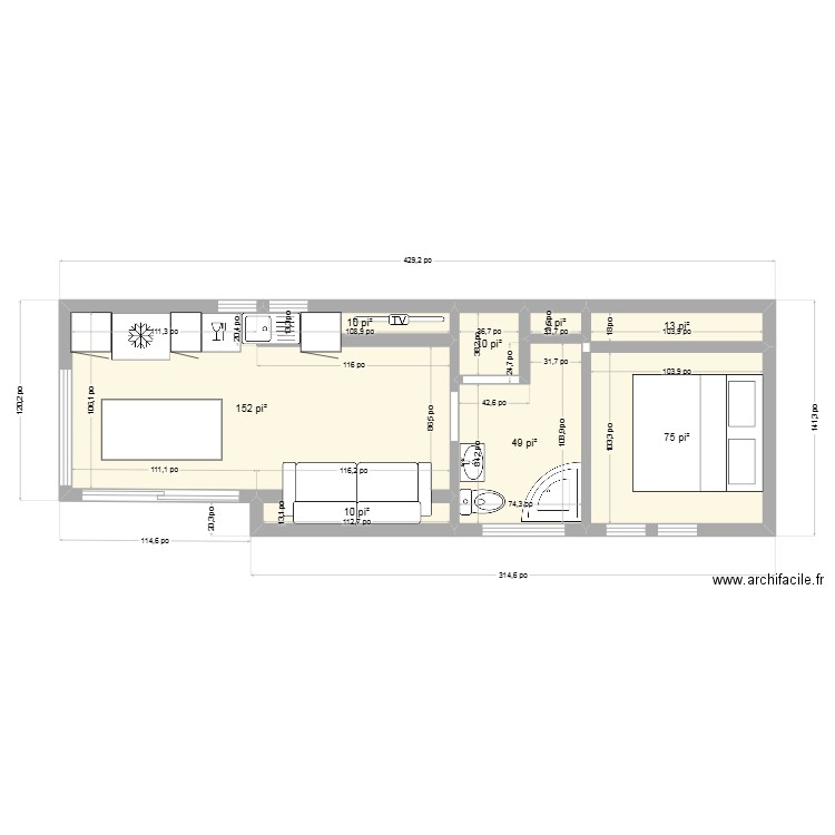 Mini-maison. Plan de 8 pièces et 30 m2