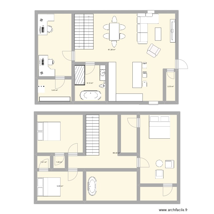 Maison 2025. Plan de 8 pièces et 162 m2