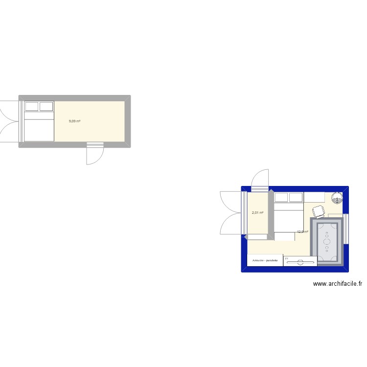 maison. Plan de 3 pièces et 24 m2