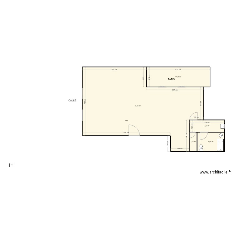 Local Gurtubay. Plan de 5 pièces et 108 m2