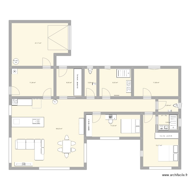 reve. Plan de 11 pièces et 151 m2