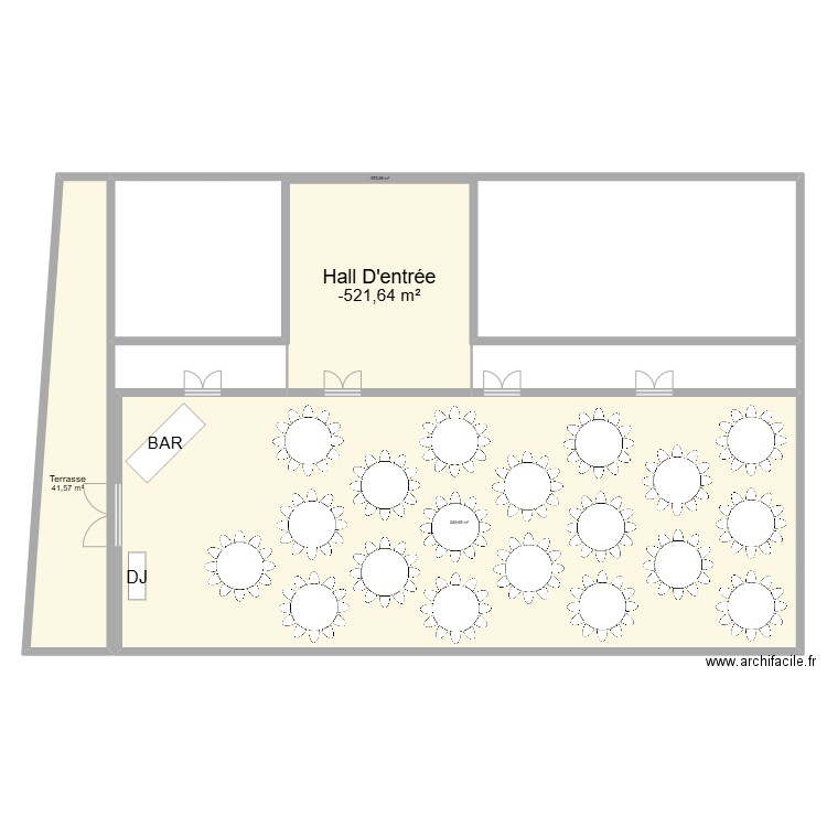 ESN plan 1 dîner 220pax. Plan de 4 pièces et 344 m2