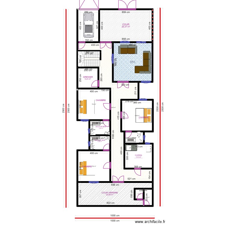 KHADIM  GASSAMA . Plan de 15 pièces et 205 m2