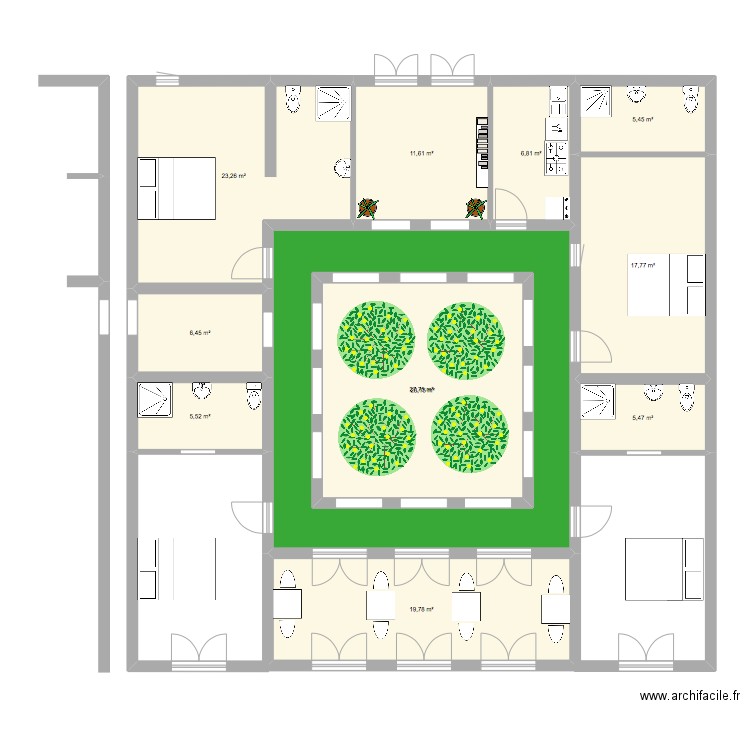 projet kasbah2. Plan de 11 pièces et 192 m2