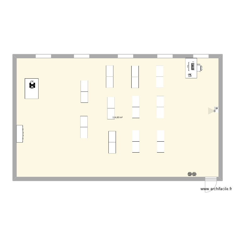 Salle de classe . Plan de 1 pièce et 115 m2