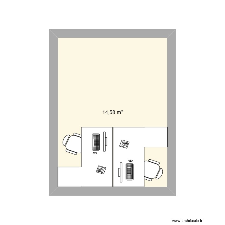 Bureau . Plan de 1 pièce et 15 m2