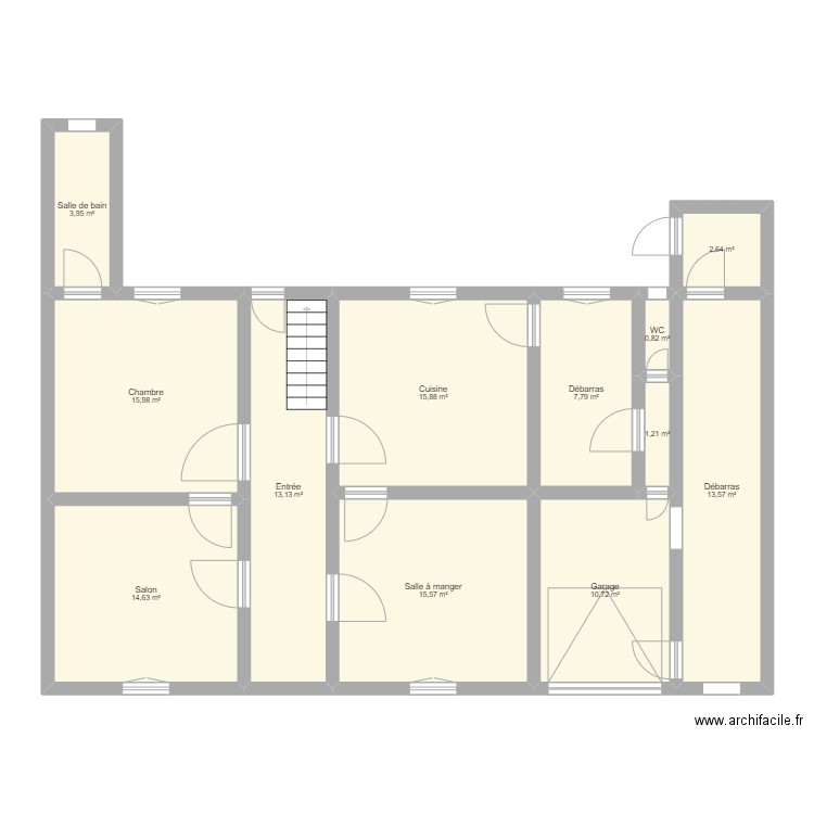 12 RDC. Plan de 12 pièces et 116 m2