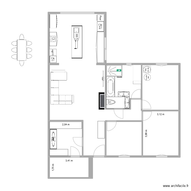 Rénovation. Plan de 4 pièces et 37 m2