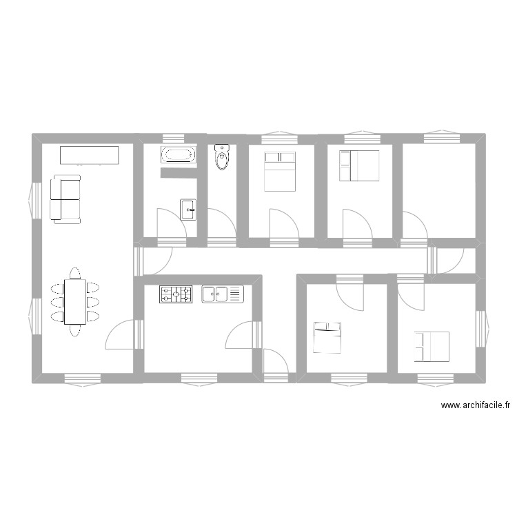 chateauneuf. Plan de 6 pièces et 23 m2