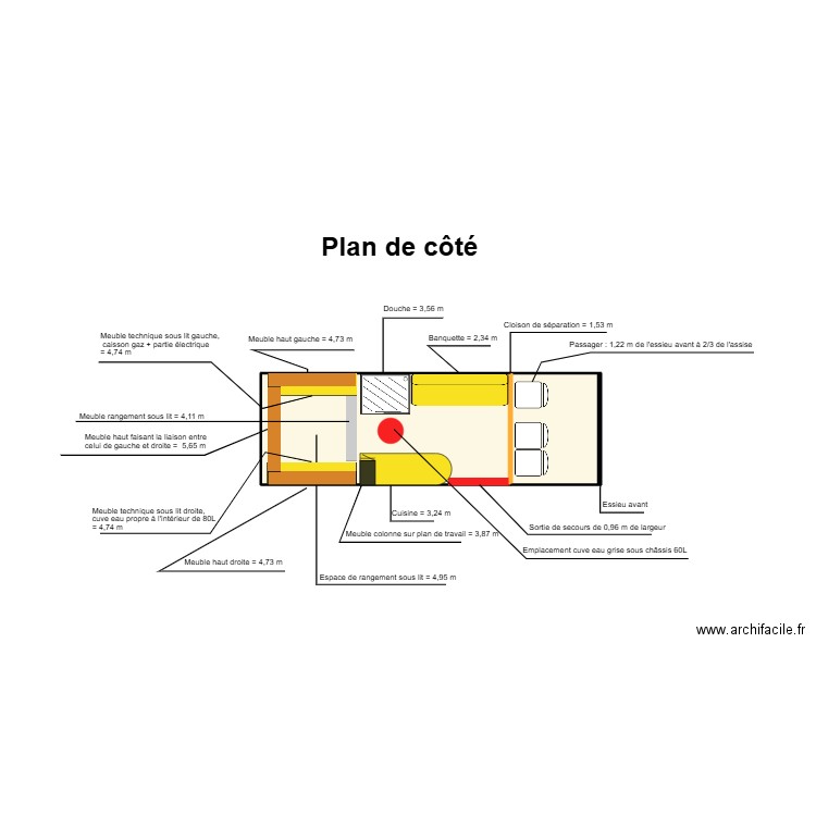 bcra. Plan de 2 pièces et 10 m2