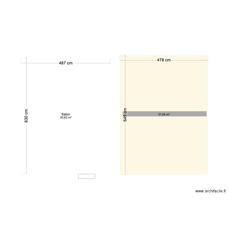 Appart_mtp. Plan de 2 pièces et 62 m2