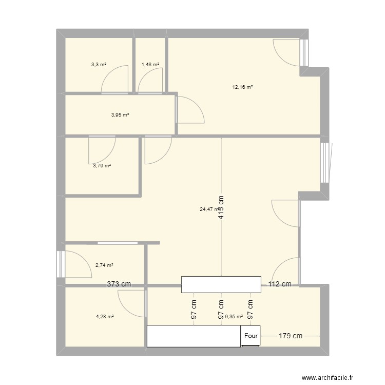 t2 magistère. Plan de 9 pièces et 66 m2