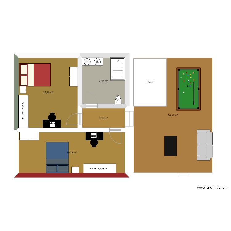 etage 2. Plan de 6 pièces et 82 m2