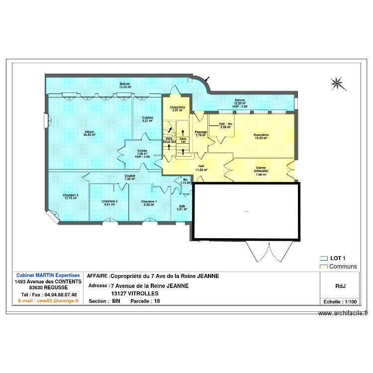 COPRO FLANDIN. Plan de 1 pièce et 155 m2