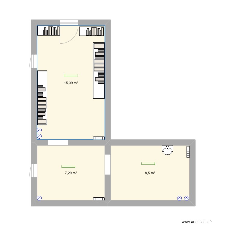 Bibliothèque, travail de Lina . Plan de 3 pièces et 31 m2