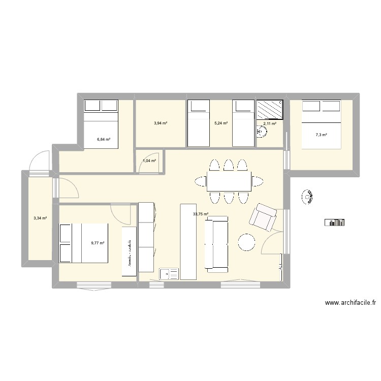 Meribel. Plan de 9 pièces et 73 m2