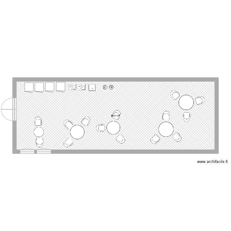 piece 1. Plan de 1 pièce et 65 m2