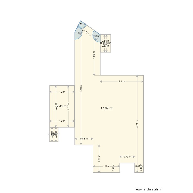 atelier précis. Plan de 4 pièces et 20 m2