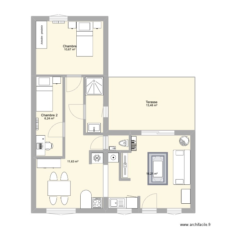 Maison Mam 2. Plan de 4 pièces et 57 m2