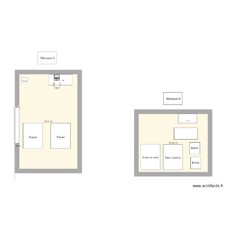 Bat G et Bat H. Plan de 2 pièces et 38 m2