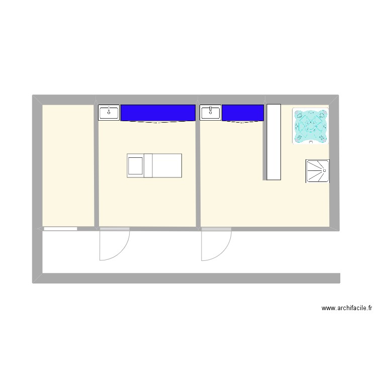 pk`^p. Plan de 3 pièces et 25 m2