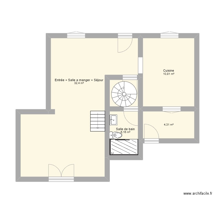 maison actuelle. Plan de 4 pièces et 54 m2