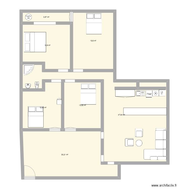 Essaada. Plan de 7 pièces et 143 m2