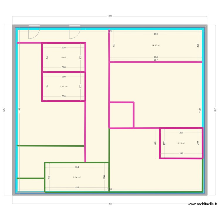 evacuation. Plan de 6 pièces et 202 m2