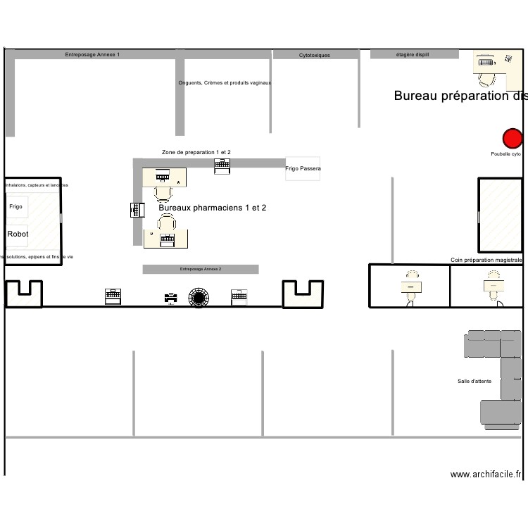 pharmacie communautaire. Plan de 4 pièces et 499 m2