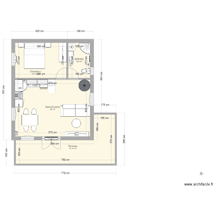 Plan Chalet. Plan de 5 pièces et 73 m2