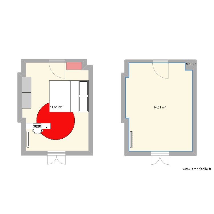 Ada's Room. Plan de 3 pièces et 29 m2