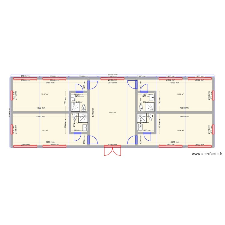 4н по 15. Plan de 9 pièces et 92 m2