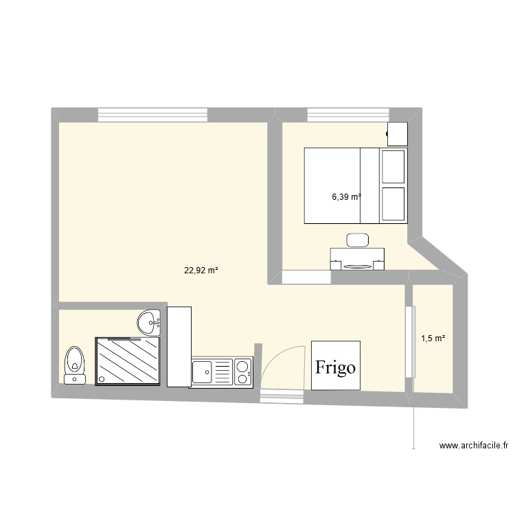 charras 1. Plan de 3 pièces et 31 m2